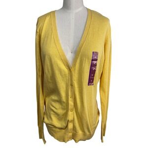 Mossimo XL Yellow Cardigan Women Boyfriend V-Neck Cotton